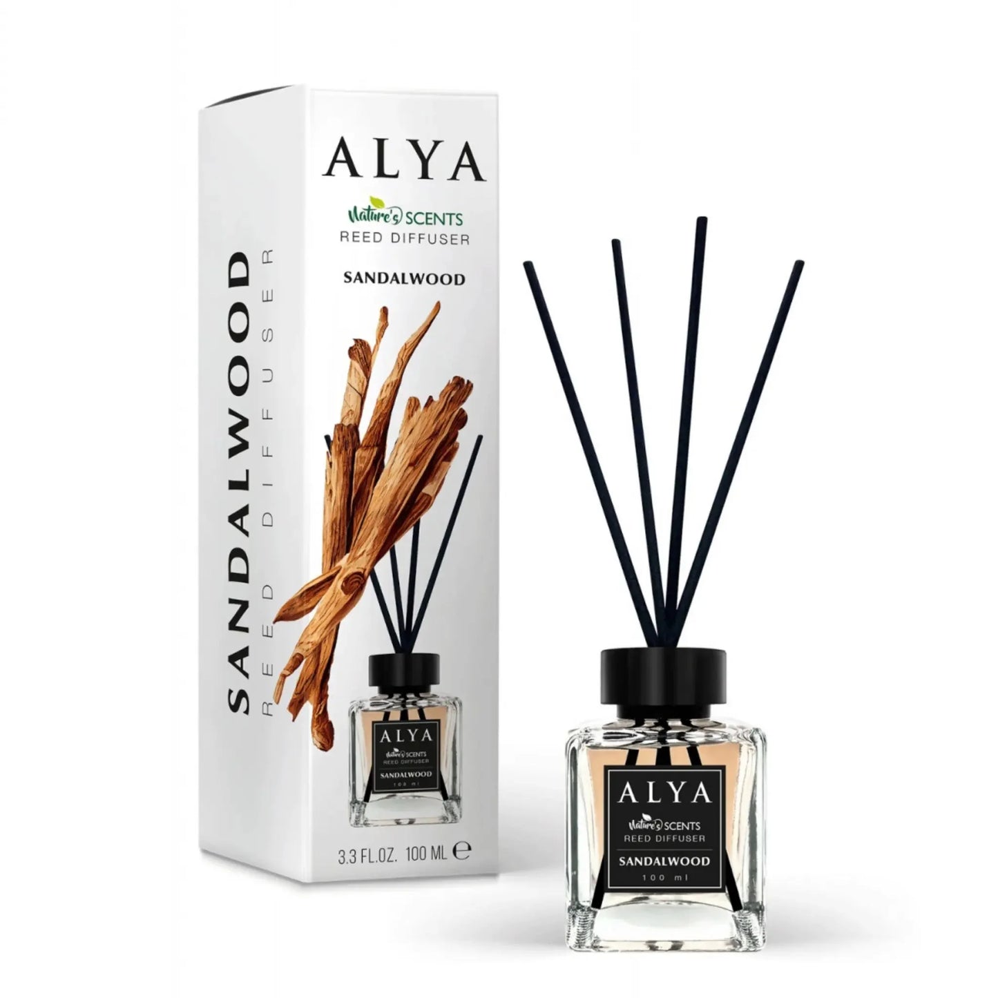 Odorizant de cameră cu bețișoare ALYA – Lemn de santal elegant 120 ml - Odorizant | VrajaDulce