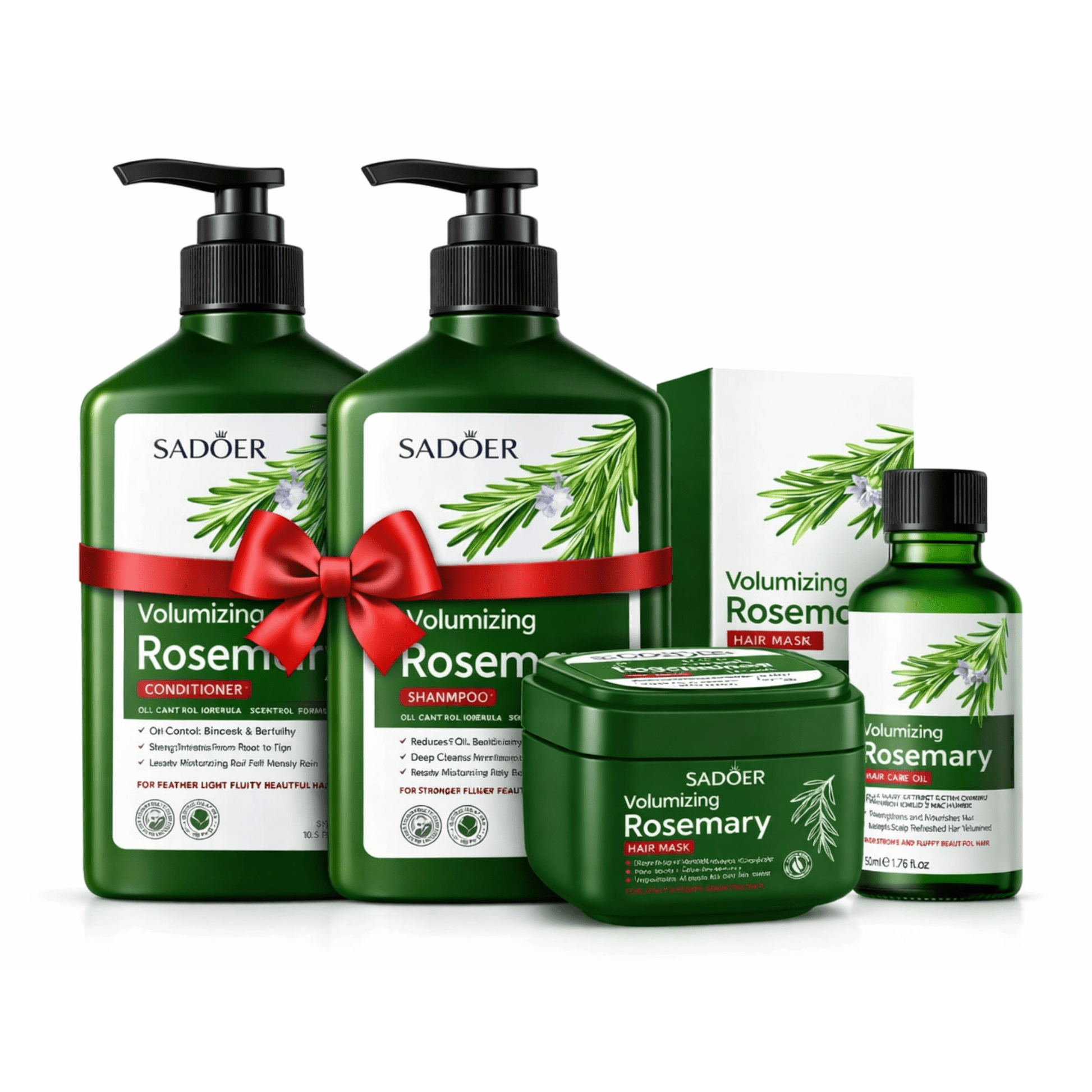 Pachet Complet SADOER Rozmarin – Șampon + Balsam + Mască + Ulei pentru Volum & Fortifiere - Pachet promo îngrijire păr | VrajaDulce