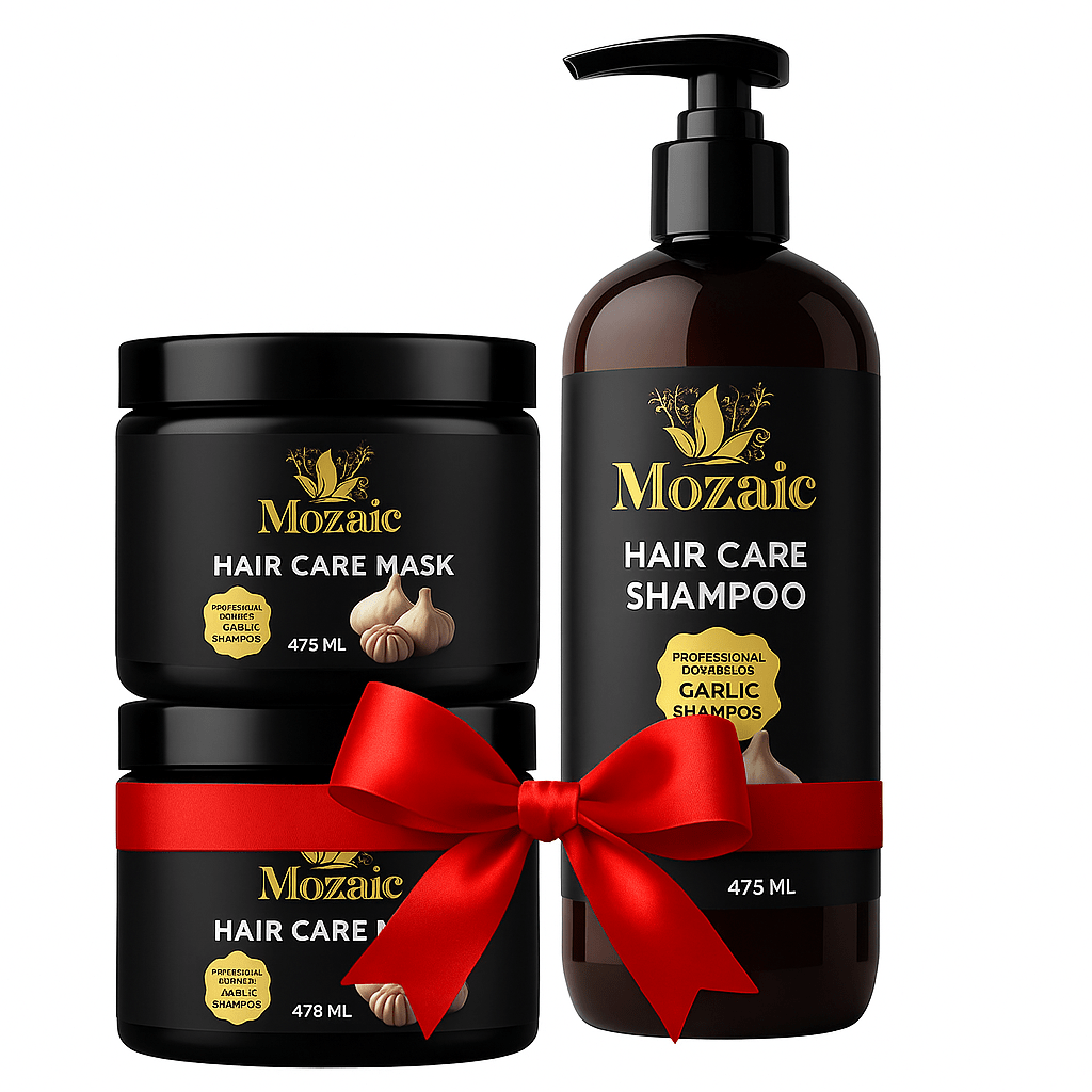 Pachet Promo Mozaic – 2 Măști Usturoi 475ml + 1 Șampon Usturoi 1000ml - Sampon | VrajaDulce