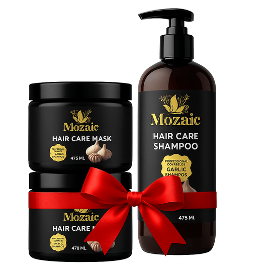 Pachet Promo Mozaic – 2 Măști Usturoi 475ml + 1 Șampon Usturoi 1000ml - Sampon | VrajaDulce