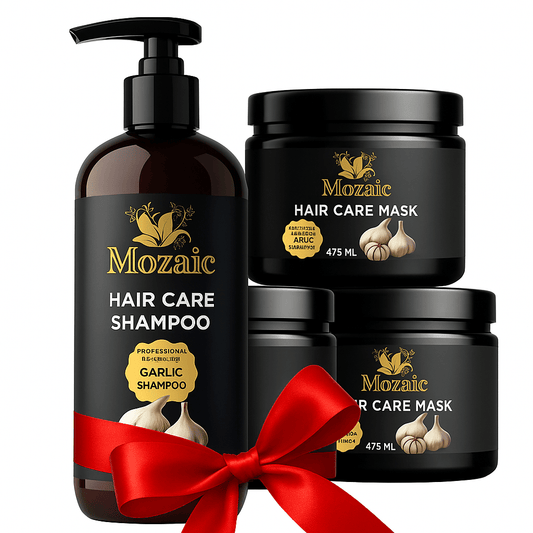 Pachet Promo Mozaic – 3 Măști Usturoi 475ml + 1 Șampon Usturoi 1000ml - Sampon | VrajaDulce