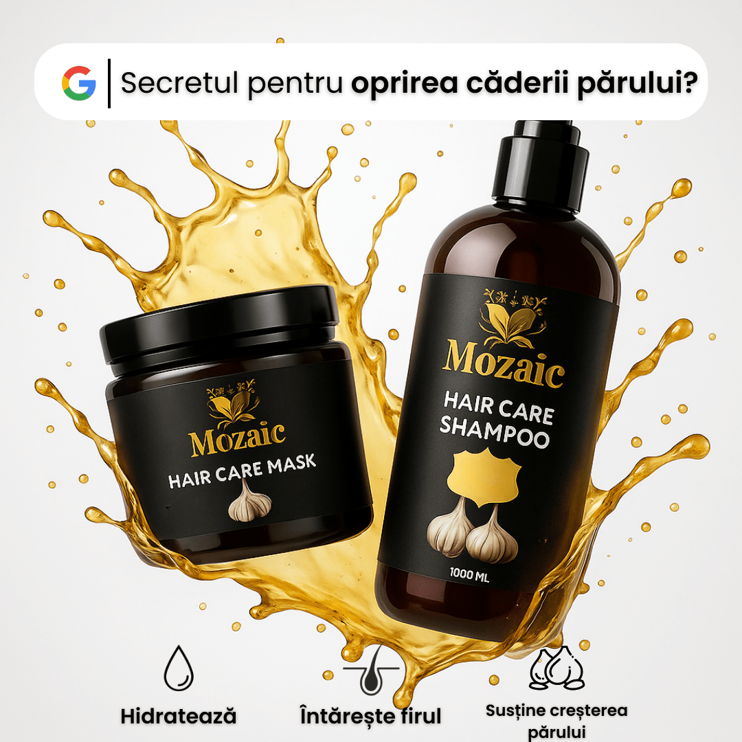 Pachet Promo Mozaic – Șampon cu Usturoi 1000ml + Mască Păr 475ml - | VrajaDulce